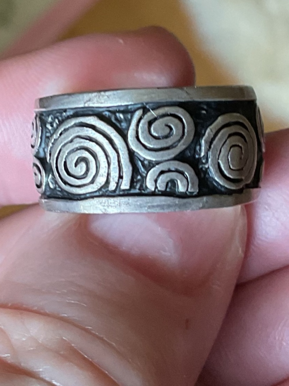 NWOT Solid Sterling Silver 925 Greek Design Wide Ring Size US 6.75